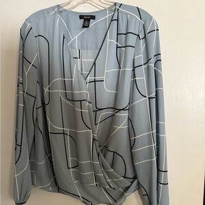 Alfani Women's Blue Geometric Wrap Top